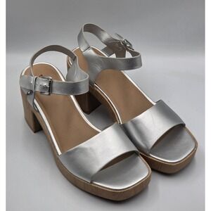 Torrid Silver Metallic Platform Heel Sandals Womens 13WW Extra Wide Curved